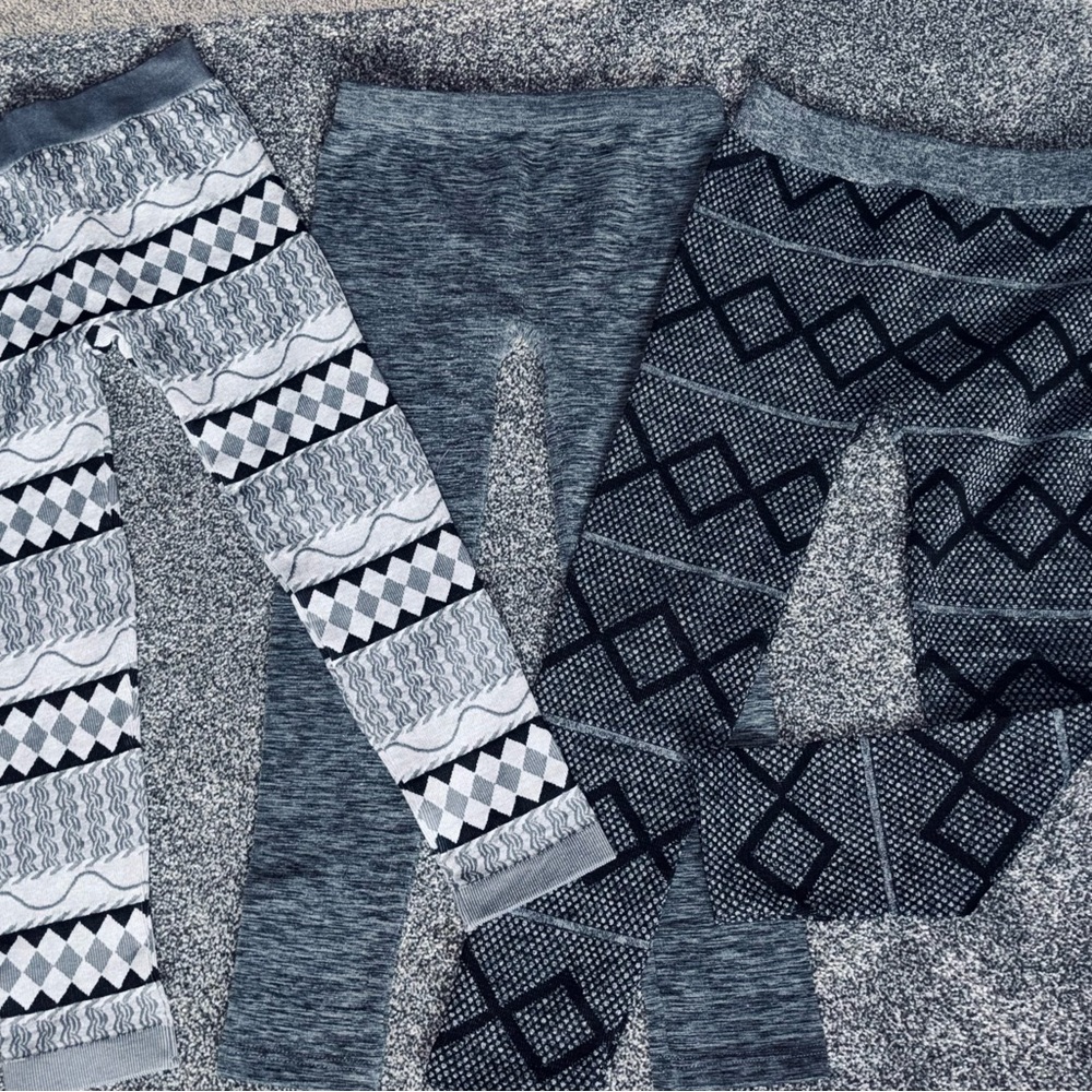 Faded Glory GRYBLK Design/ Chldrns PLACE Knit fleece Lined Leggings LOT-3 SZ. 7